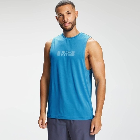 MP Mens Large Graffiti Training Tank Top Bright Blue New - Picture 1 of 3